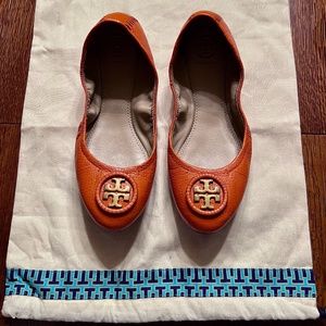 Tory Burch orange ballet flats, size 6